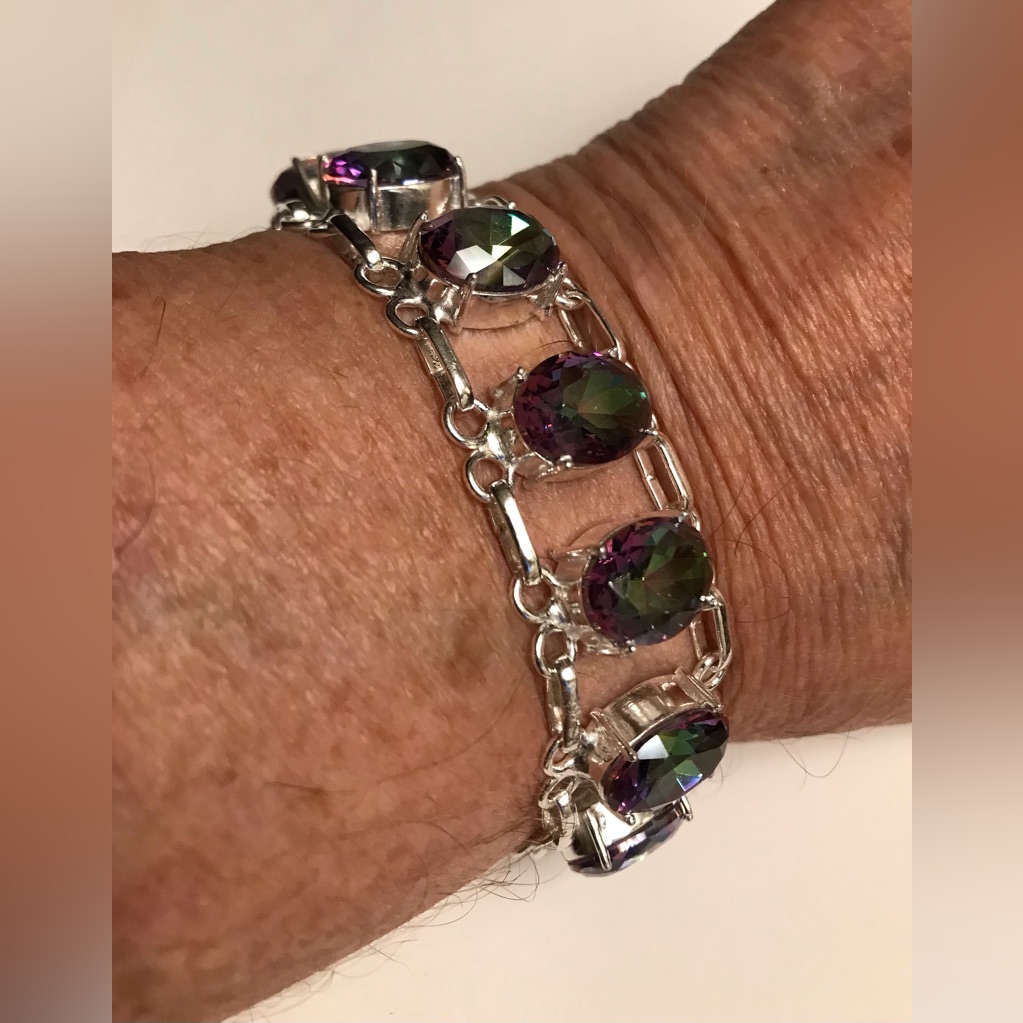 Mystic Topaz Stamped 925 Sterling Silver Bracelet 115$